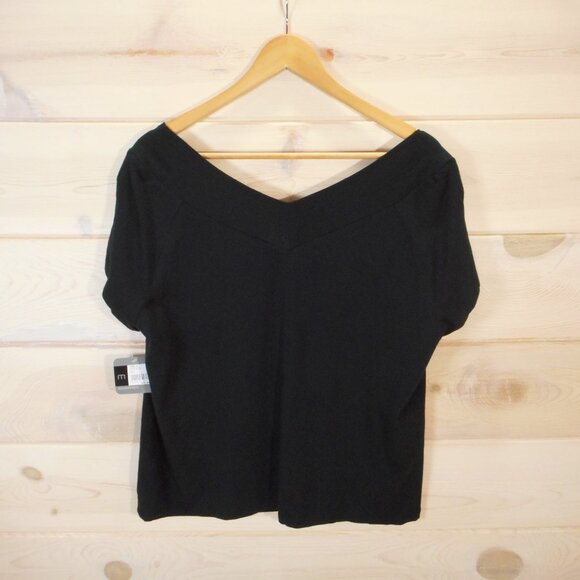 Y2K Mossimo Women's plus size 1X Top Twist Front Black V-neck Short Sleeve NWT - Picture 3 of 8